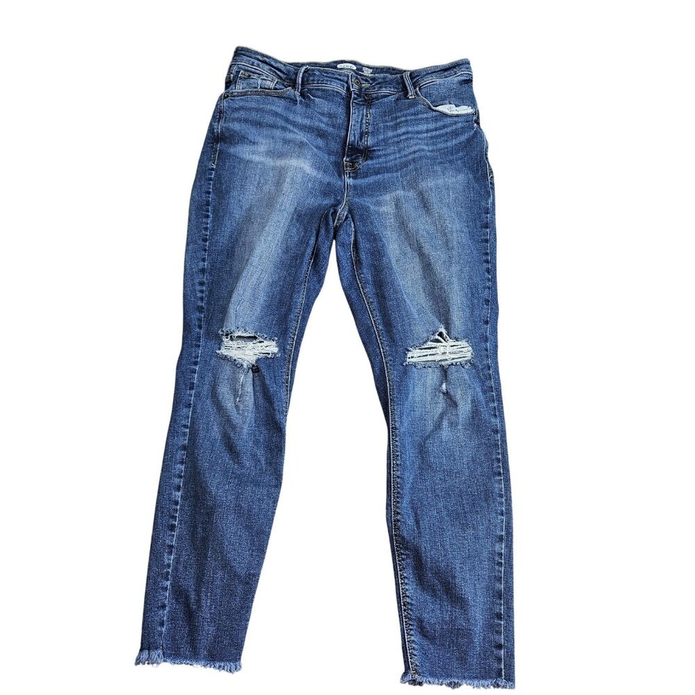 Old Navy Rockstar Jeans Womens 16 Blue High Rise Super Skinny Distressed Denim